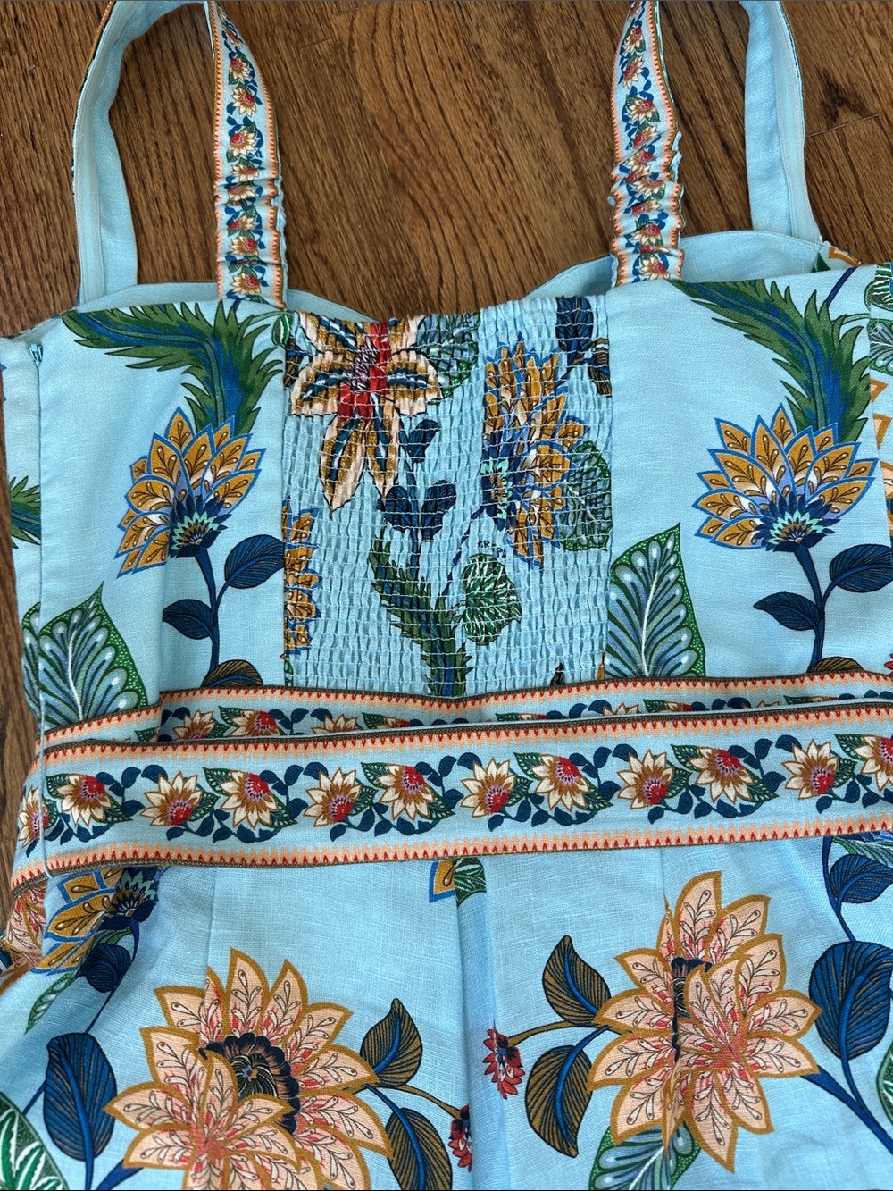FARM Rio Sky Blue Floral Belted Romper - Picture 5 of 5